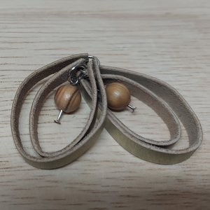 Leather Earrings - Loops with Bead