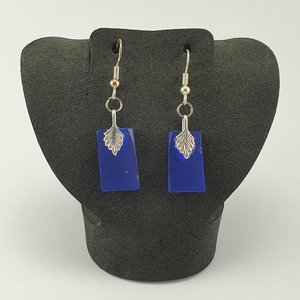 Silver Leaf Recycled Glass Earrings