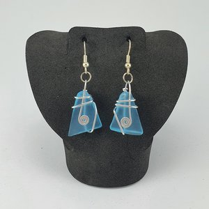 Wire Wrapped Recycled Glass Earrings