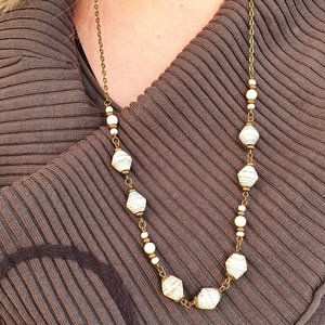 Magazine Bead and Brass Necklace