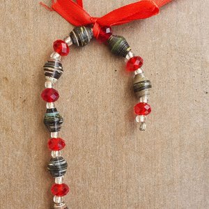 Magazine Bead Candy Cane Ornament