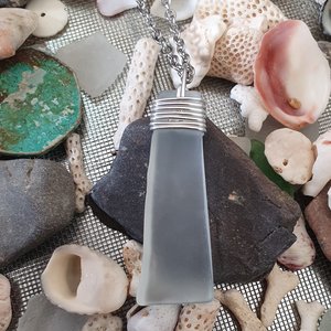 Wire Wrapped Straight Recycled Glass Necklace