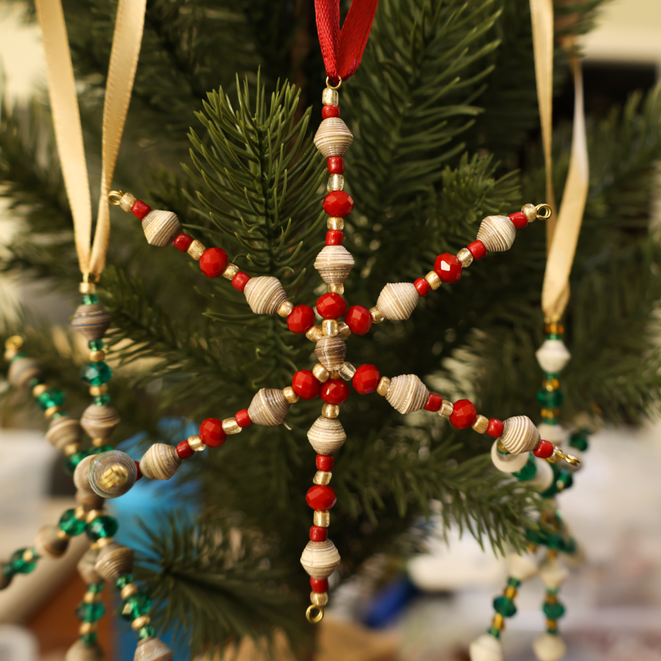 Magazine Bead Snowflake Ornament 