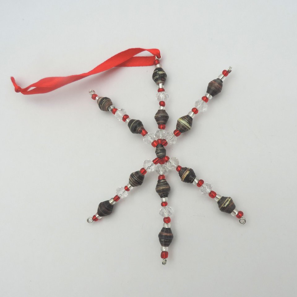 Magazine Bead Snowflake Ornament