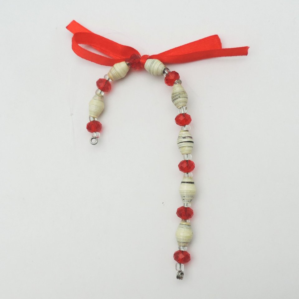 Magazine Bead Candy Cane Ornament