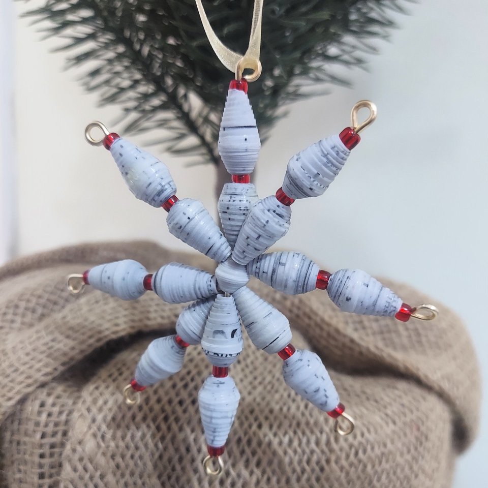 Paper Bead Snowflake Ornament - Small