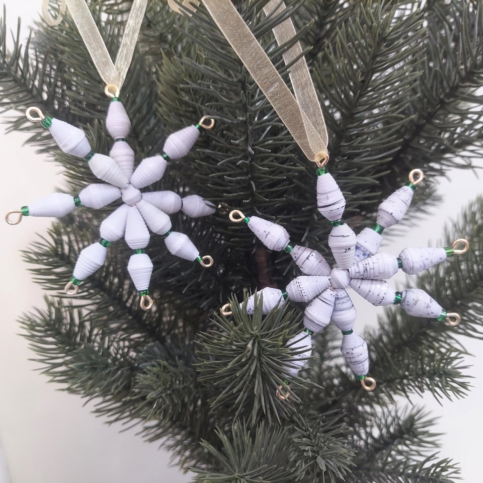 Paper Bead Snowflake Ornament - Small