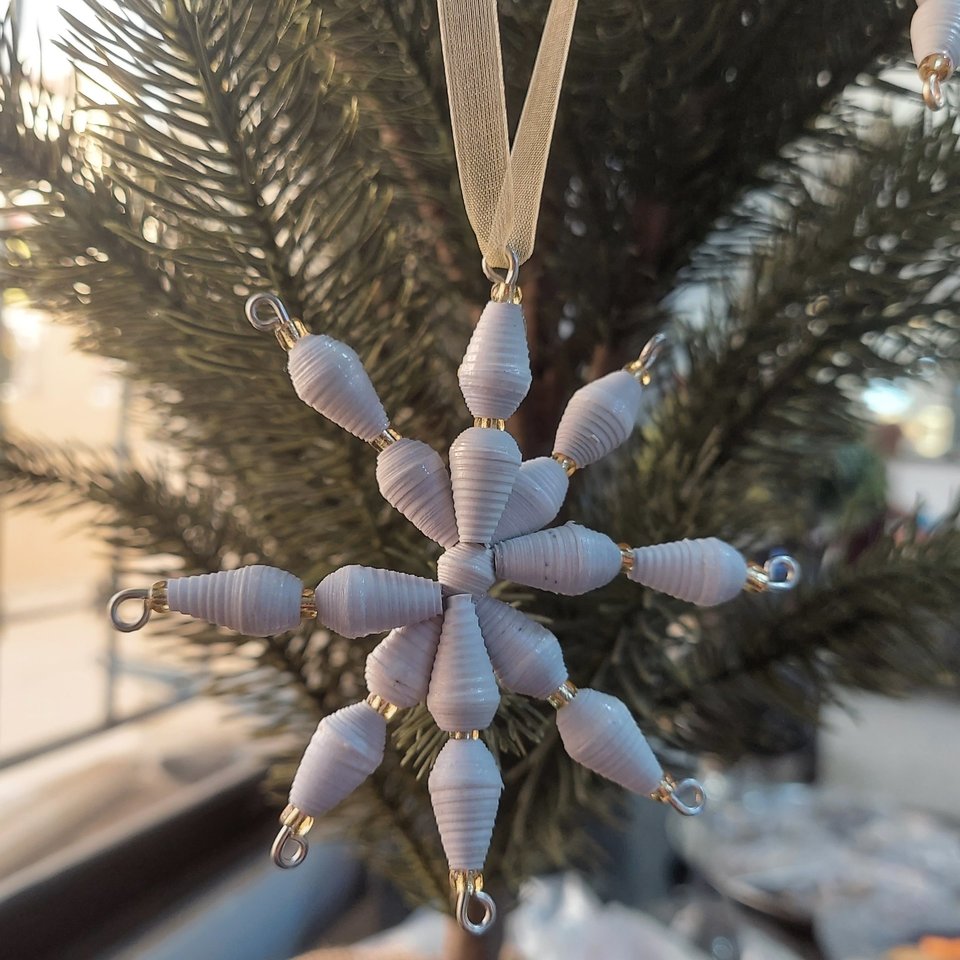 Paper Bead Snowflake Ornament - Small