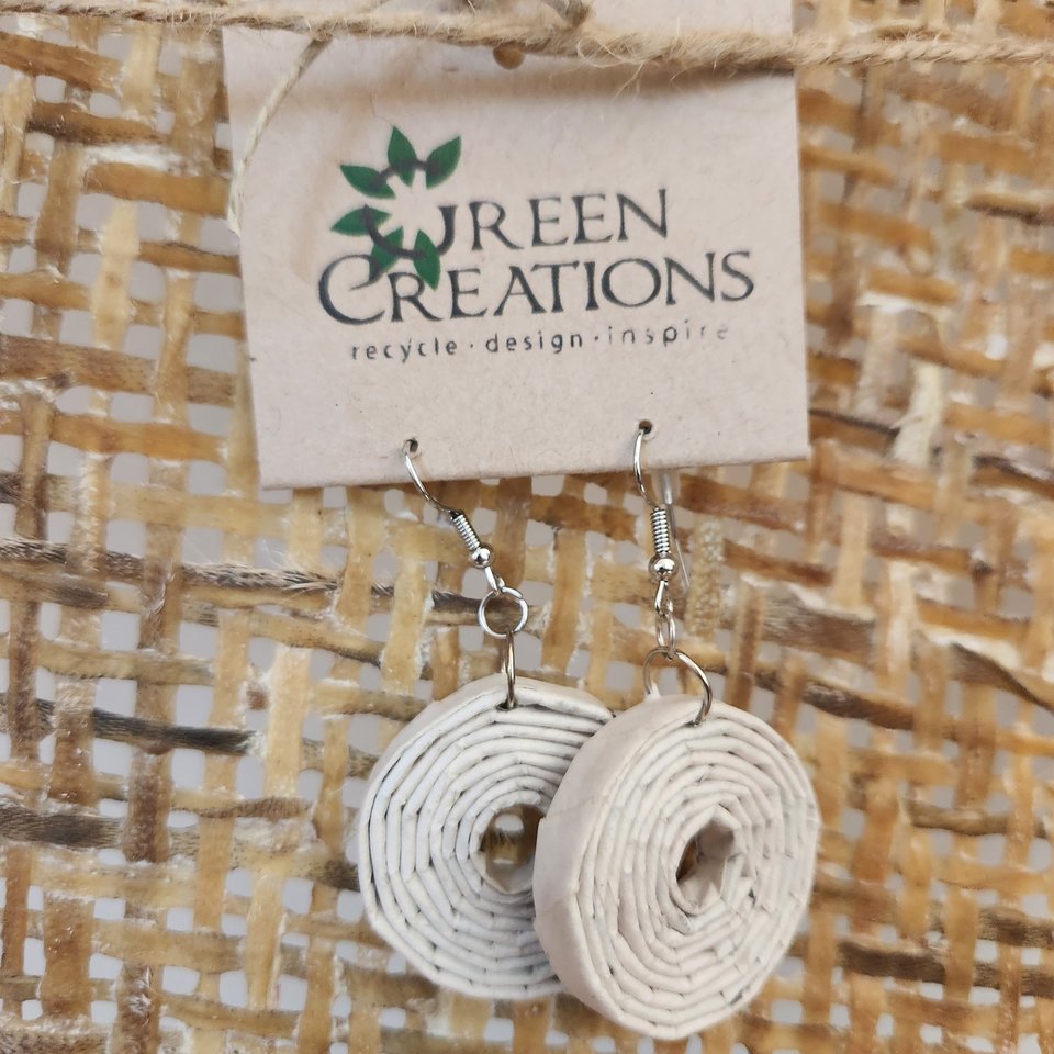 Recycled Newspaper Coil Earrings 