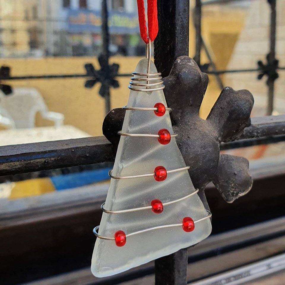 Recycled Glass Christmas Tree Ornament