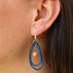 Leather Earrings - Loops with Bead