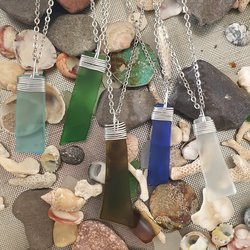 Wire Wrapped Straight Recycled Glass Necklace