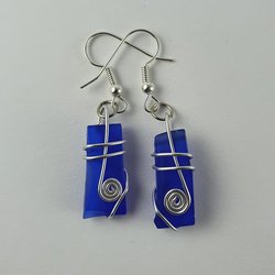 Wire Wrapped Recycled Glass Earrings